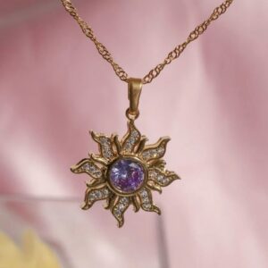 Stainless Steel Opal Rapunzel Sun Necklace