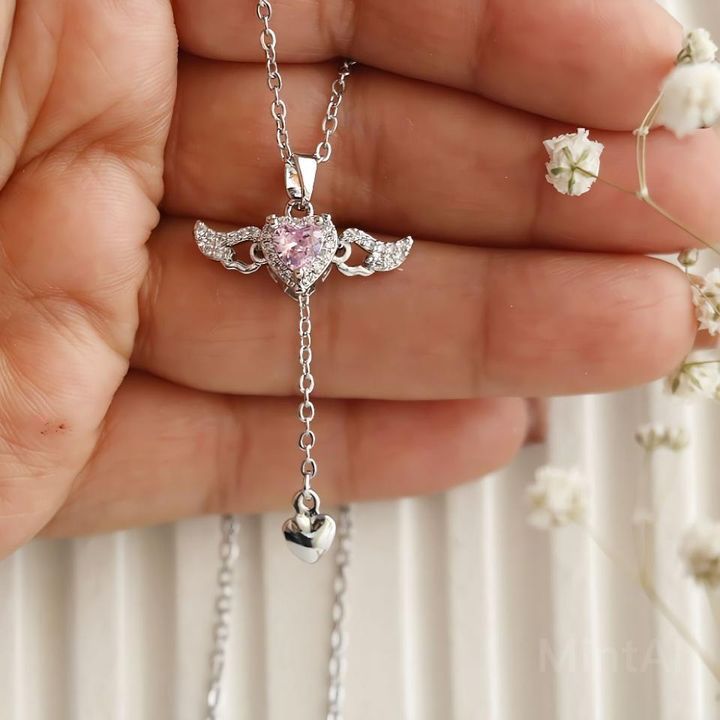 Heart-Angel-Wings-Tassel-Necklace - Image 3
