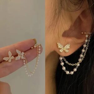 Ear Ring || TheVineGirl Korean Butterfly Pearl Ear Cuff Studs