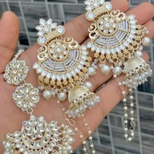 Women's Traditional Earring Set with Maang Tikka – Elegant Ethnic Jewelry for Women