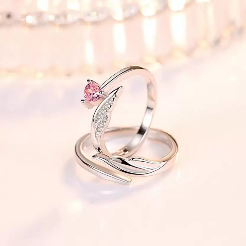 Korean Couple Silver Ring | Pink Diamond Women Rings | Gifts For Couples | Proposal Rings