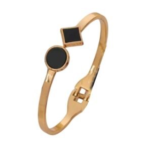 Elegant Black Stone Gold Plated Bracelet