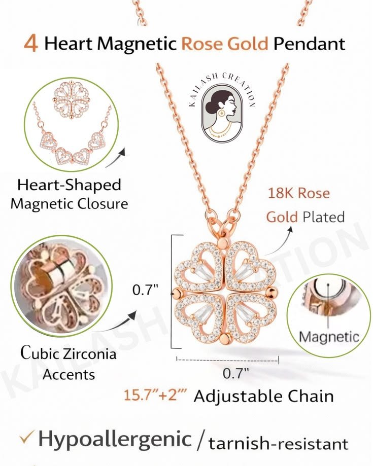 2-in-1 Magnetic Four Leaf Clover Necklace - Image 2